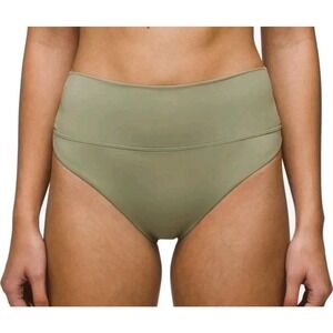 NWT NEW Prana Aurelia High Waist Swim Bikini Bottom Green Ruched Back XS MSRP$65